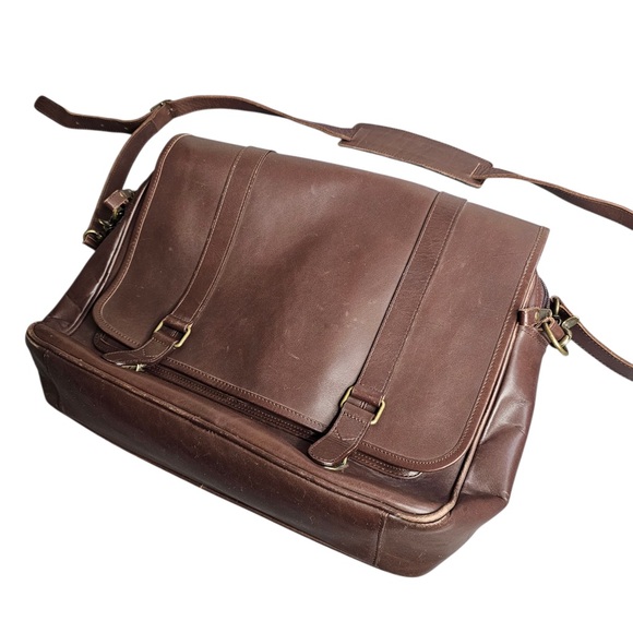 Eddie Bauer Vintage Leather Messenger Bag - Picture 1 of 6